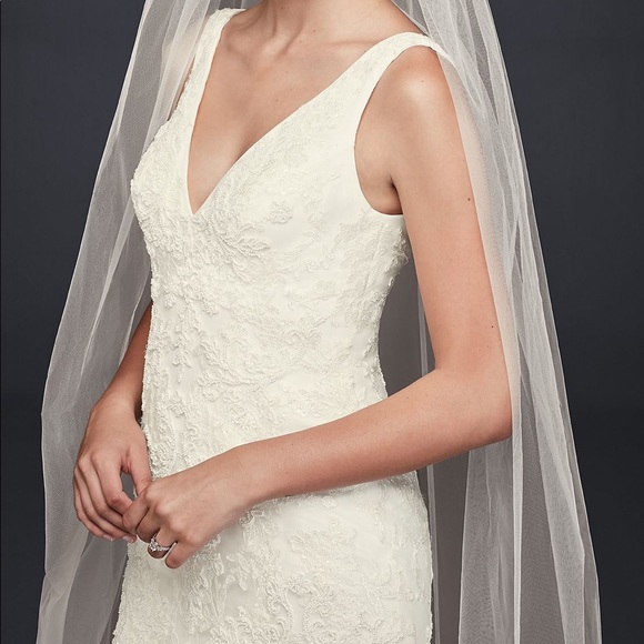 Oleg Cassini Lace Beaded Trumpet Wedding Dress Oleg Cassini Lace Beaded Trumpet Wedding Dress